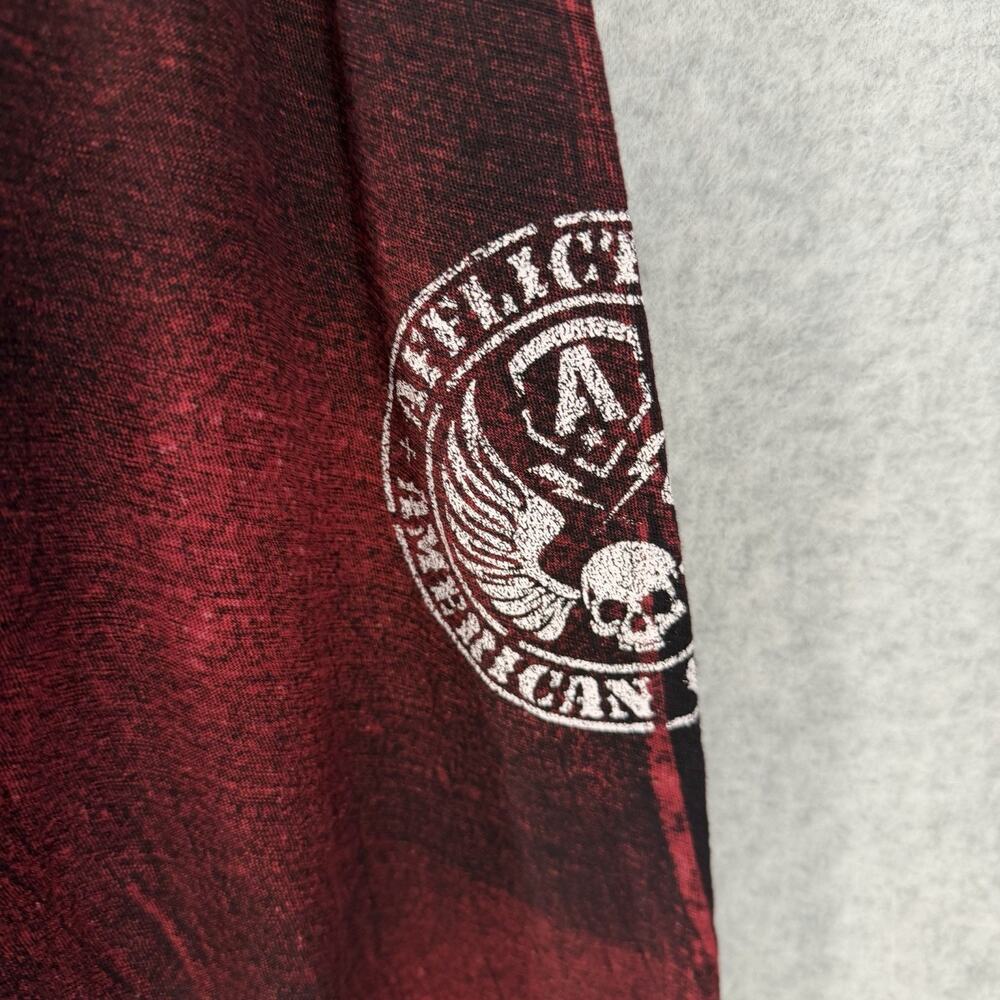 Affliction American Customs Henley Hoodie 2X Red Distressed Y2K - Picture 3 of 15